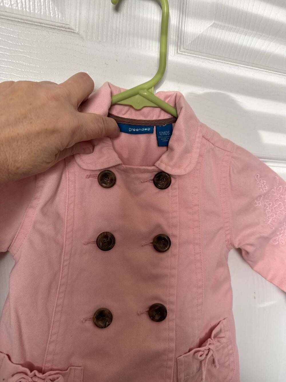 Greendog Baby Girl Pink Double Breasted Trench Coat Jacket 12 Months